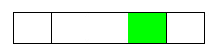Row of 5 blocks, 4th block is green