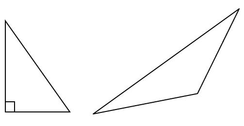 right-angled triangle and the second is an obtuse-angled triangle