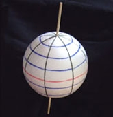 Sphere with lines of longitude and longitude and an equatorial line