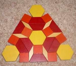 Various shapes forming a triangle