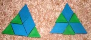 Sets of shapes forming triangles